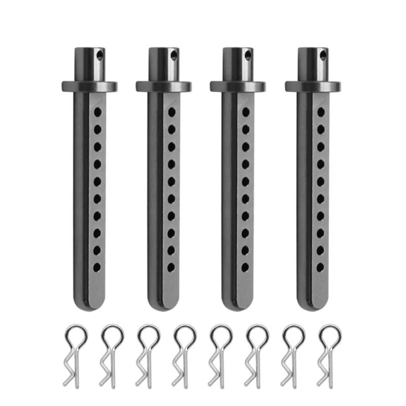 PLOQAZEH Für Axial Für SCX10 1/10 RC Crawler 4PCS Aluminium Körper Post Halterungen Auto Shell Mit R Clips Befestigung Spalte Teil Modell Zubehör RC Autoteile(Grey) von PLOQAZEH