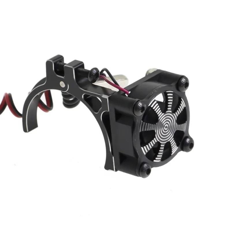 PLOQAZEH Für Axial Für SCX10 Für Traxxas Für TRX4 Für Tamiya 1/8 1/10 RC Auto 540 550 3650 3660 Motor Kühlkörper Lüfter Mit Thermische Sensor RC Autoteile(Black) von PLOQAZEH