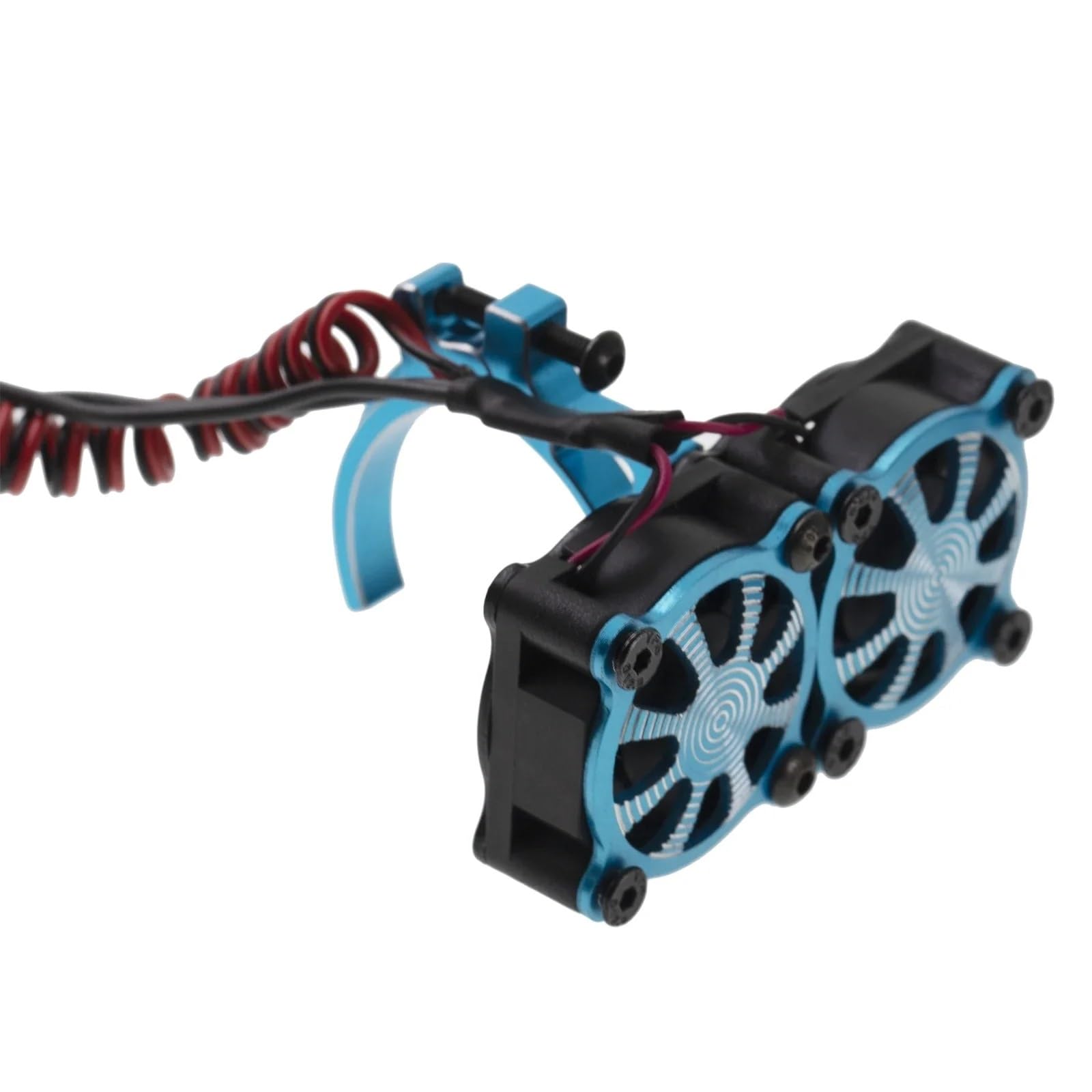 PLOQAZEH Für Axial Für SCX10 Für Traxxas Für TRX4 Für Tamiya 1/8 1/10 RC Auto 540 550 3650 3660 Motor Kühlkörper Lüfter Mit Thermische Sensor RC Autoteile(Blue) von PLOQAZEH