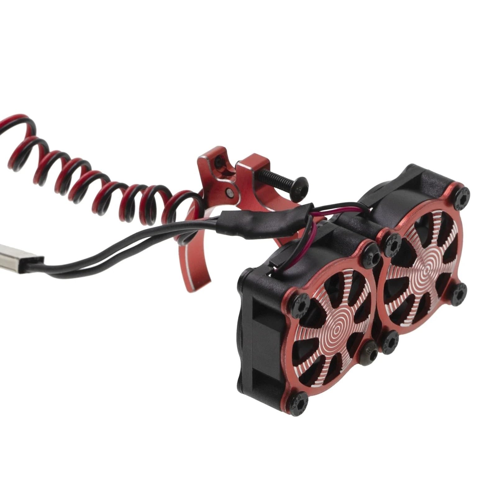 PLOQAZEH Für Axial Für SCX10 Für Traxxas Für TRX4 Für Tamiya 1/8 1/10 RC Auto 540 550 3650 3660 Motor Kühlkörper Lüfter Mit Thermische Sensor RC Autoteile(Red) von PLOQAZEH