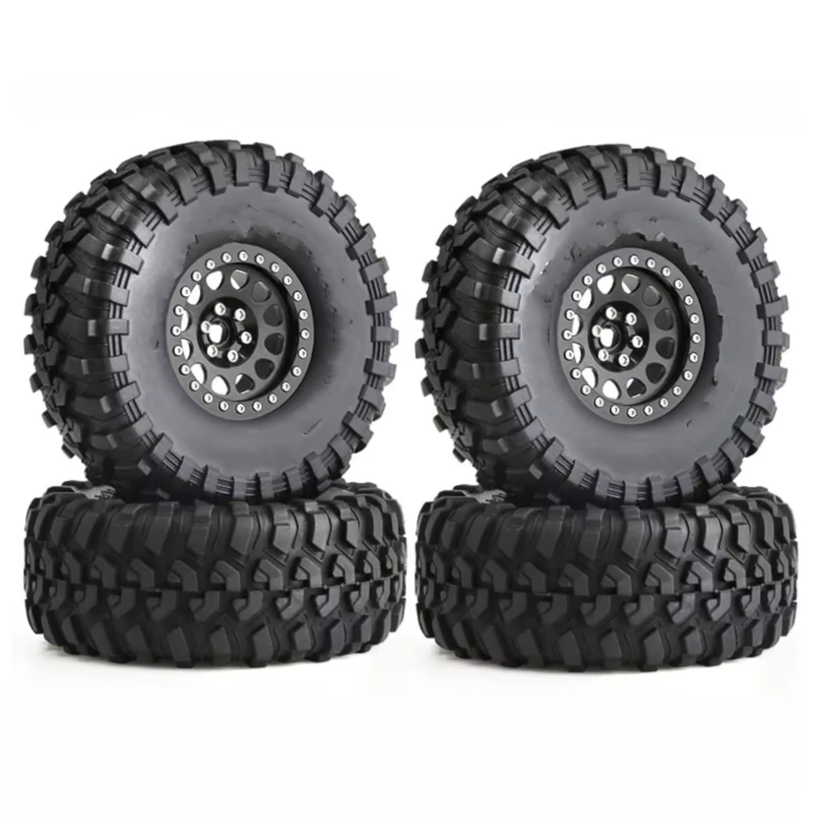 PLOQAZEH Für Axial Für SCX10 Für Wraith RR10 Für Capra Für Traxxas Für TRX4 YK4082 YK4083 1/10 RC Crawler Car 135 Mm Metall 2,2 Zoll Beadlock-Felgenreifensatz RC Autoteile(Black) von PLOQAZEH