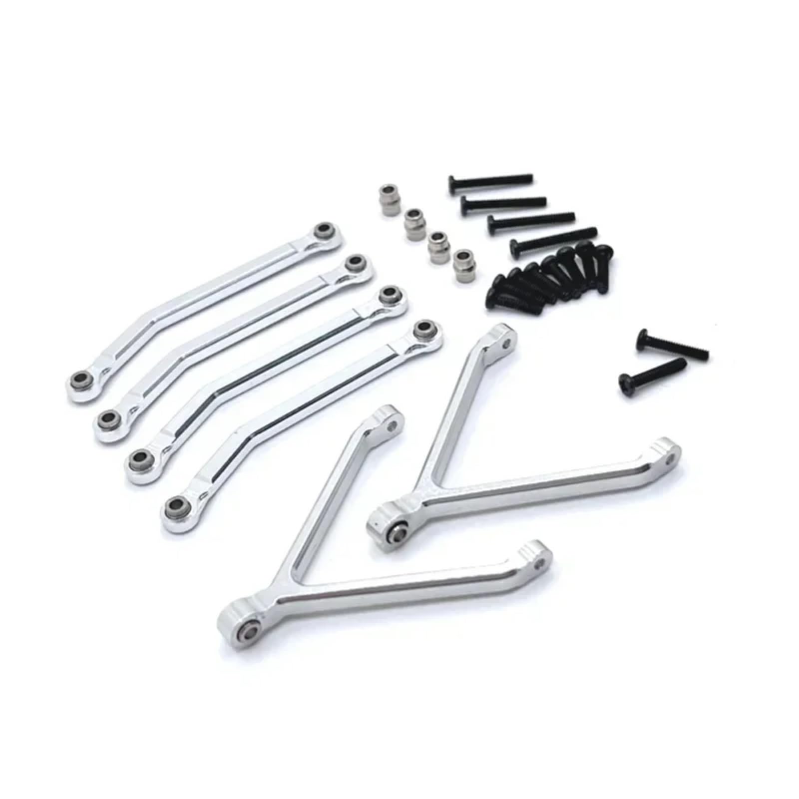 PLOQAZEH Für FMS Für FCX24 1/24 Metall Für Chassis Links Zugstangen Spurstangen RC Crawler Auto Upgrades Teile Modifizierte Zubehör Ersatz DIY Teile RC Autoteile(Silver) von PLOQAZEH
