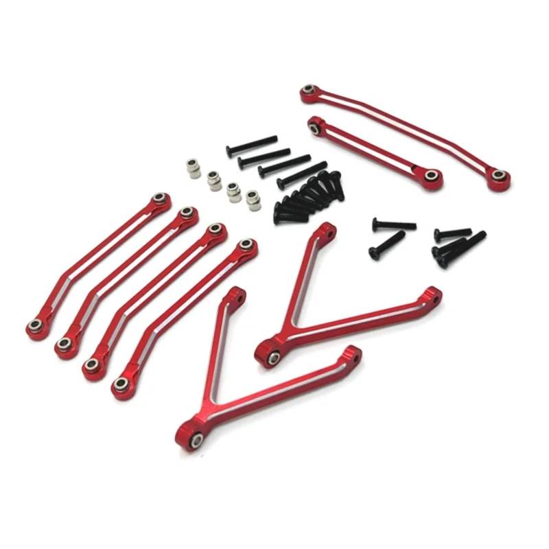 PLOQAZEH Für FMS Für FCX24 1/24 RC Crawler Auto Metall Für Chassis Links Zugstangen Und Lenkstangen Set Upgrades Teile Geändert Zubehör RC Autoteile(Red) von PLOQAZEH