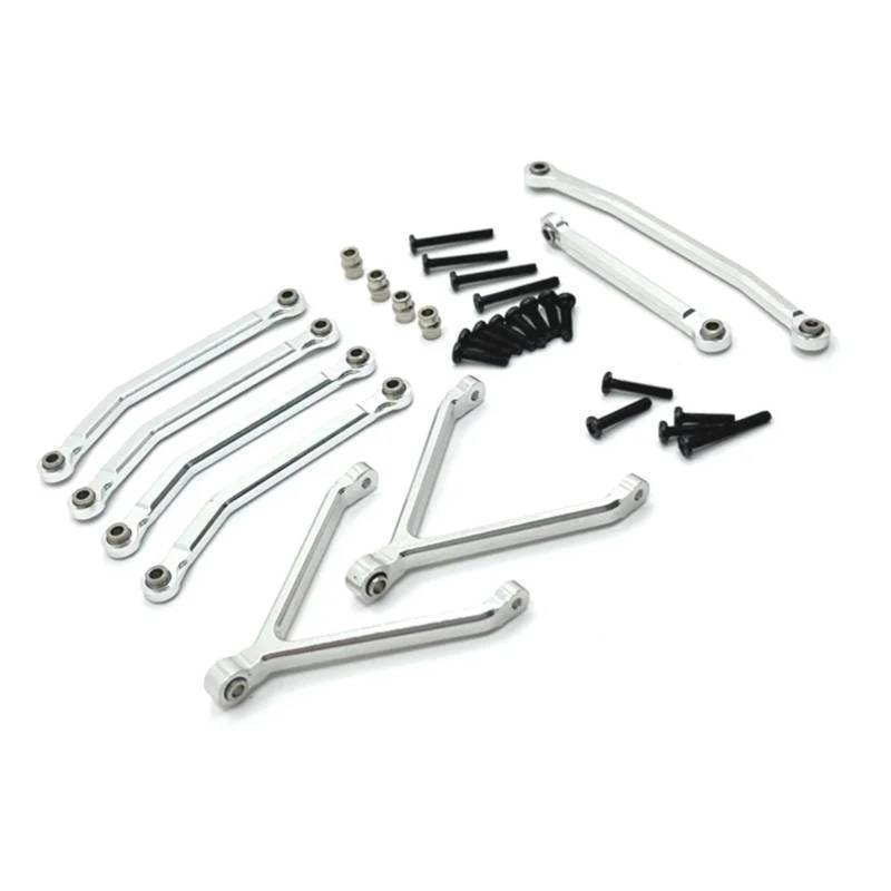 PLOQAZEH Für FMS Für FCX24 1/24 RC Crawler Auto Metall Für Chassis Links Zugstangen Und Lenkstangen Set Upgrades Teile Geändert Zubehör RC Autoteile(Silver) von PLOQAZEH