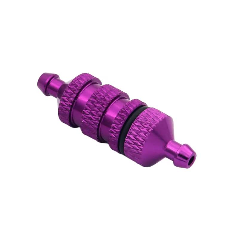 PLOQAZEH Für HSP Für Racing 02156 Für HSP 94122 94188 Für Traxxas Für TRX4 Für Nitro 1/8 1/10 RC Modell Auto Ersatzteile 1PCS Metall Filter RC Autoteile(Purple) von PLOQAZEH