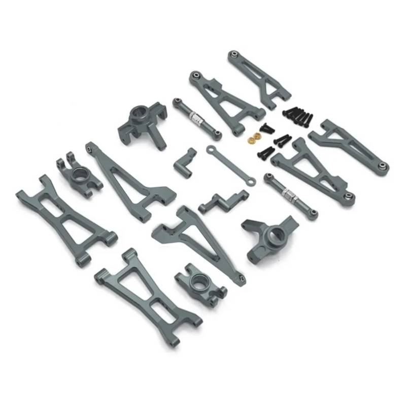 PLOQAZEH Für Haiboxing Für HBX 16889 16889A 16890 16890A SG1601 SG1602 1/16 Metall Suspension Arm Lenkung Tasse Link Rod Set RC Auto Upgrade Teile Kit RC Autoteile(Grey) von PLOQAZEH