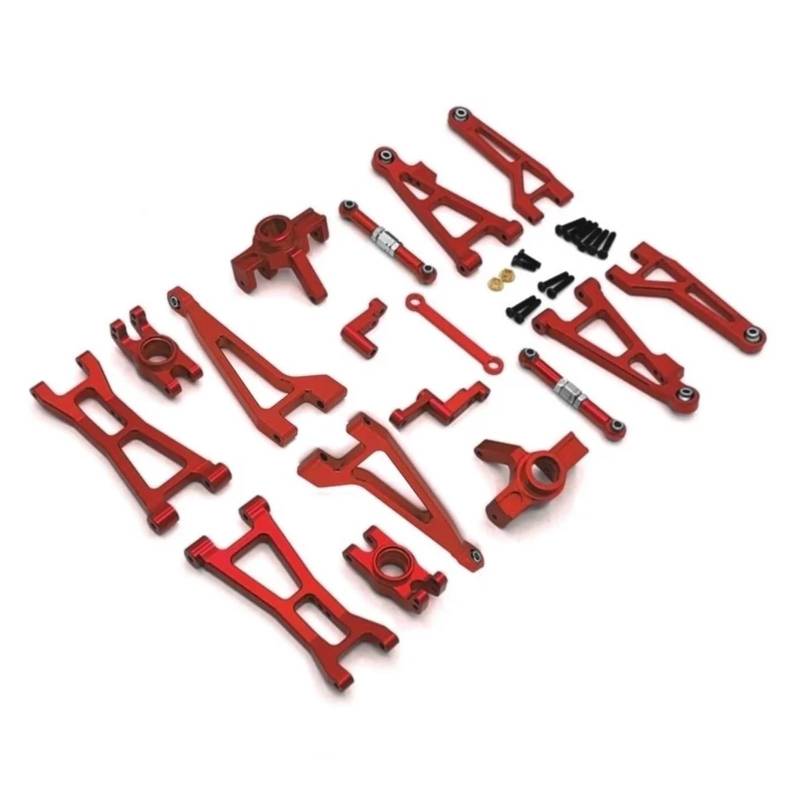 PLOQAZEH Für Haiboxing Für HBX 16889 16889A 16890 16890A SG1601 SG1602 1/16 Metall Suspension Arm Lenkung Tasse Link Rod Set RC Auto Upgrade Teile Kit RC Autoteile(Red) von PLOQAZEH