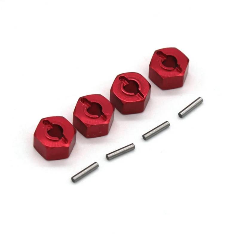 PLOQAZEH Für MJX H16 16207 16208 16209 16210 1/16 4Pcs Metall 12Mm Rad Hex Hub Adapter RC Auto Upgrades Teile Geändert Zubehör RC Autoteile(Red) von PLOQAZEH