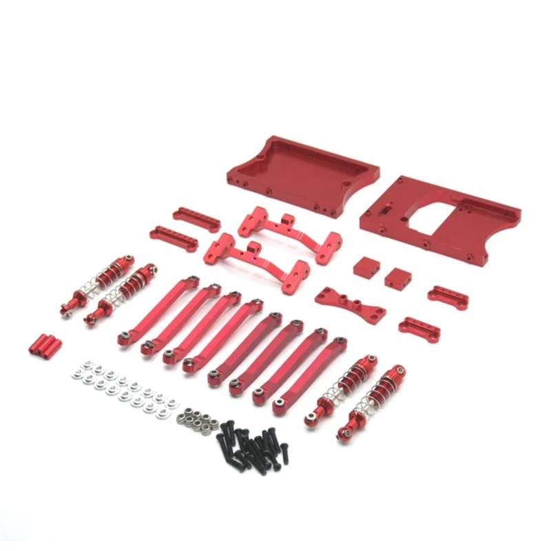 PLOQAZEH Für MN 1/12 D90 D91 D96 Für MN98 Für MN99S RC Auto Ersatzteile Metall Feste Spurstangen Lenkgetriebe Kabine Schwanz Strahl RC Auto Upgrade Kits RC Autoteile(Red) von PLOQAZEH