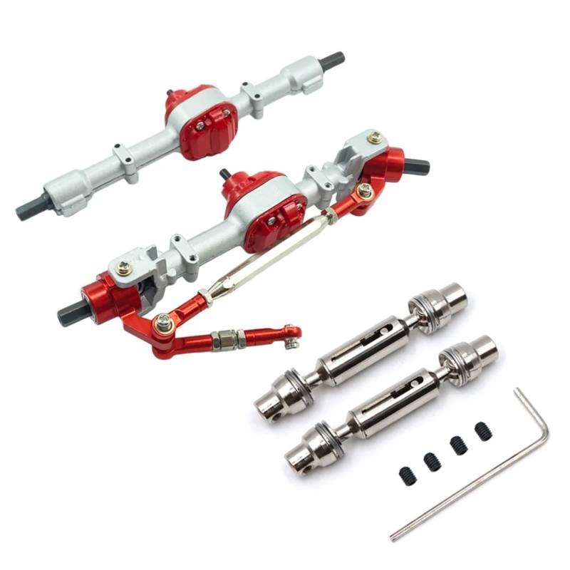 PLOQAZEH Für MN D90 D91 D96 D99S MN90 MN96 MN99 Für MN99S 1/12 Metall Vorder- Und Hinterachse Mit Antriebswelle RC Auto Upgrades Teile Zubehör RC Autoteile(Silver) von PLOQAZEH