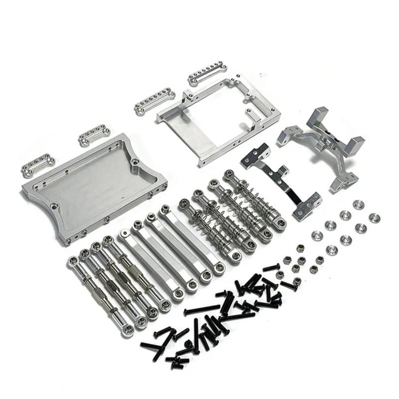 PLOQAZEH Für MN D90 D91 D96 Für MN98 Für MN99S 1/12 Metall Für Chassis Link Stange Servo Halterung Stoßdämpfer Strahl Set RC Auto Upgrade Teile RC Autoteile(Silver) von PLOQAZEH