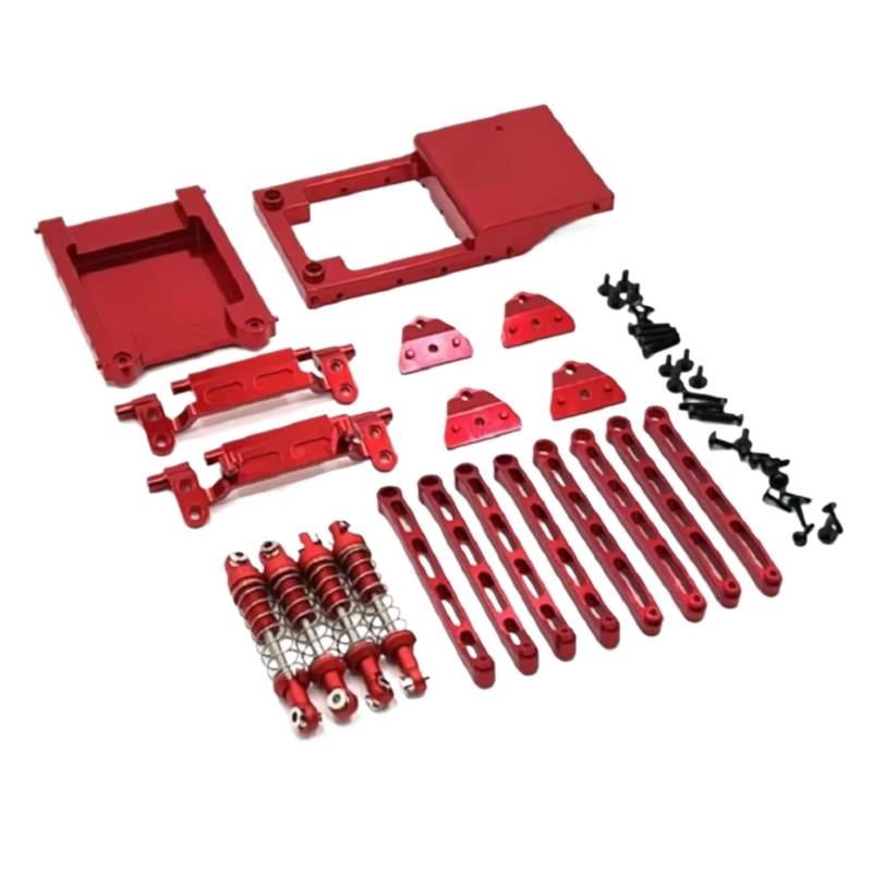 PLOQAZEH Für MN78 Für MN168 1/12 Metall Stoßdämpfer Link Stange Servo Halterung Strahl Shock Tower RC Auto Upgrades Teile Zubehör RC Autoteile(Red) von PLOQAZEH