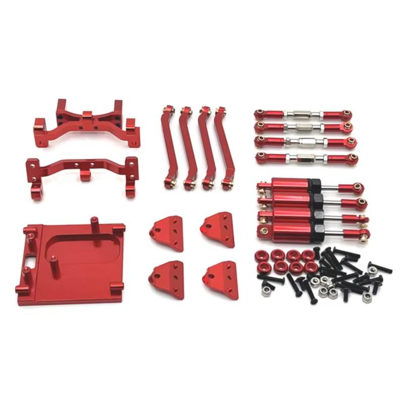 PLOQAZEH Für MN99S 1/12 Metall Für Chassis Verbindungsstange Zugstange Montieren Öl Stoßdämpfer Motor Halterung Set RC Auto Upgrade Teile Zubehör RC Autoteile(Red) von PLOQAZEH