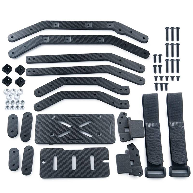 PLOQAZEH Für TRX-4 Für TRX4 1/10 1Set Carbon Fiber Für Chassis Rahmen Schienen Mit Batterie Halter RC Crawler Auto LKW Upgrade Teile Zubehör RC Autoteile von PLOQAZEH