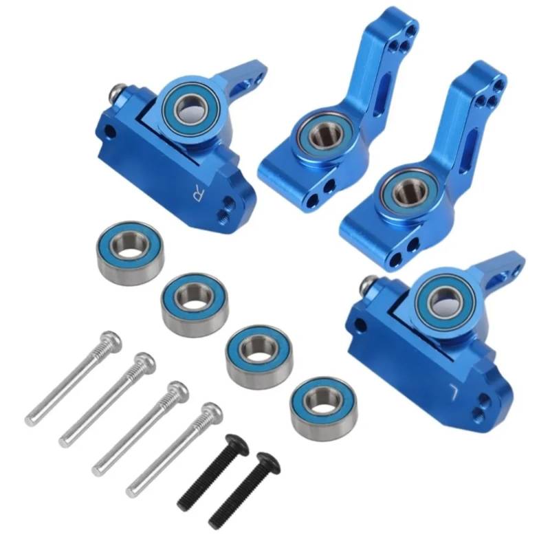 PLOQAZEH Für Traxxas Für Slash 2WD Für Rustler Für Stampede Für Bandit 2WD 1/10 RC Auto Metall Vorderen Nachlaufblock Lenkblöcke Hinten Achsschenkel Träger RC Autoteile(Blue) von PLOQAZEH