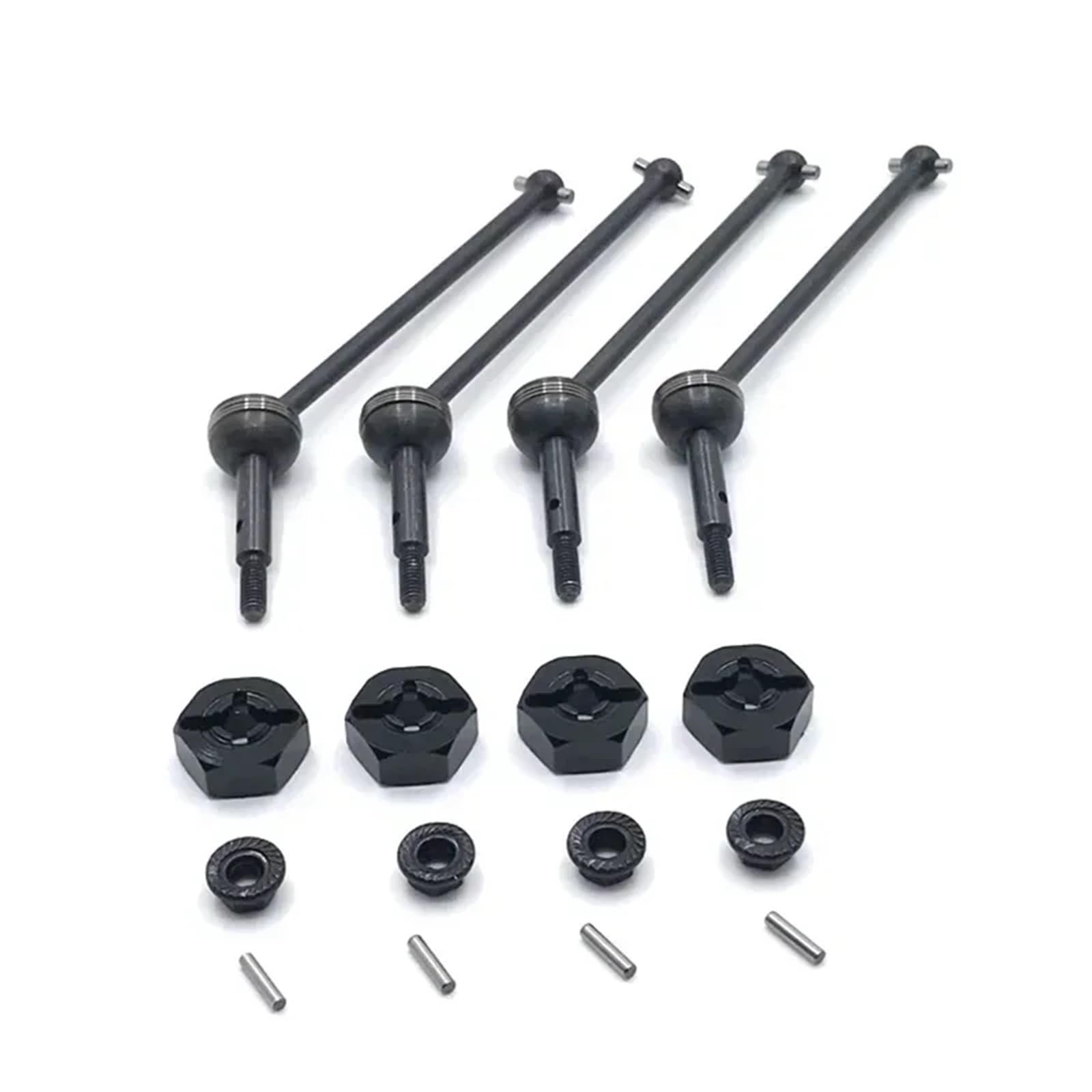 PLOQAZEH Für WLtoys 144001 144002 124016 124017 124018 124019 Für 1/14 RC Auto Metall Upgrade Teile Kupplung CVD Antriebswellen RC Autoteile(Black) von PLOQAZEH