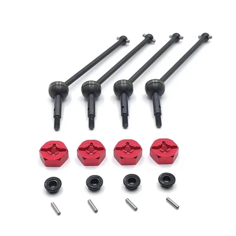 PLOQAZEH Für WLtoys 144001 144002 124016 124017 124018 124019 Für 1/14 RC Auto Metall Upgrade Teile Kupplung CVD Antriebswellen RC Autoteile(Red) von PLOQAZEH