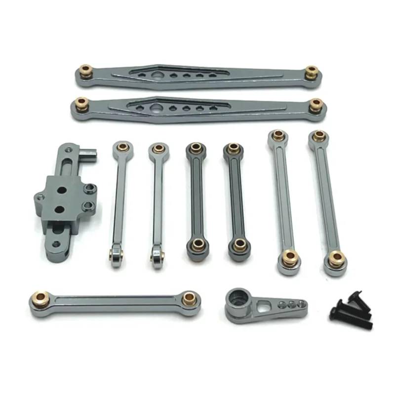 PLOQAZEH Für Wltoys 124006 12423 12427 12428 1/12 Metall Lenkung Link Stange Servo Arm Upgrade Teile Kit RC Auto Geändert Zubehör RC Autoteile(Grey) von PLOQAZEH