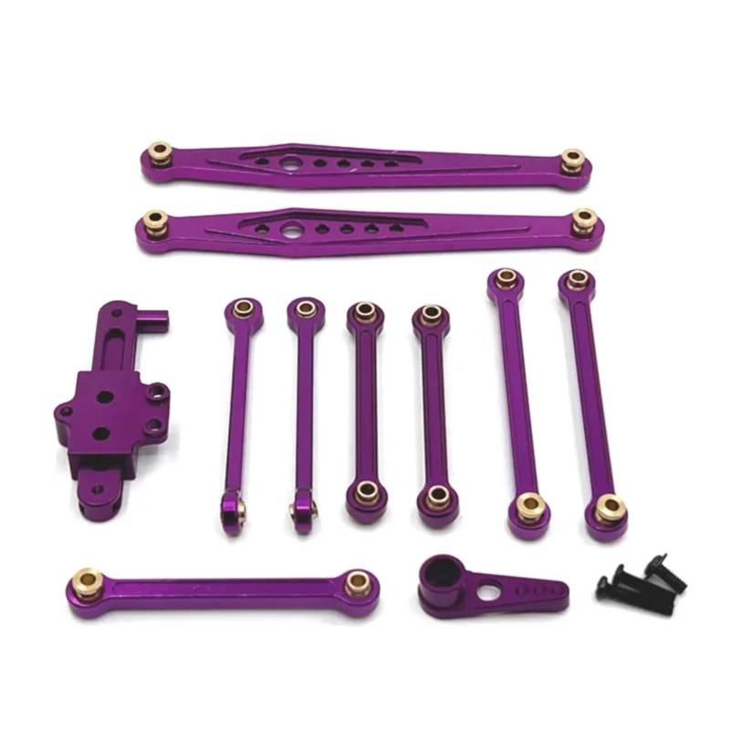 PLOQAZEH Für Wltoys 124006 12423 12427 12428 1/12 Metall Lenkung Link Stange Servo Arm Upgrade Teile Kit RC Auto Geändert Zubehör RC Autoteile(Purple) von PLOQAZEH