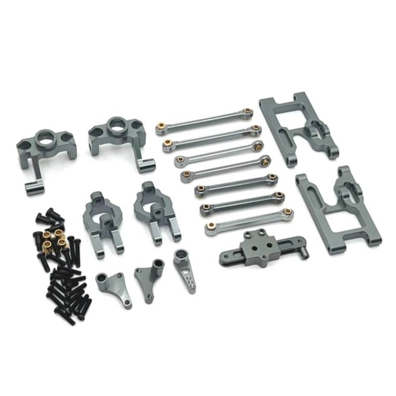 PLOQAZEH Für Wltoys 124006 12423 12427 12428 12429 1/12 Metall Lenkung Tasse Lenkung Montage Link Stange Upgrade Teile Kit RC Auto Zubehör RC Autoteile(Grey) von PLOQAZEH