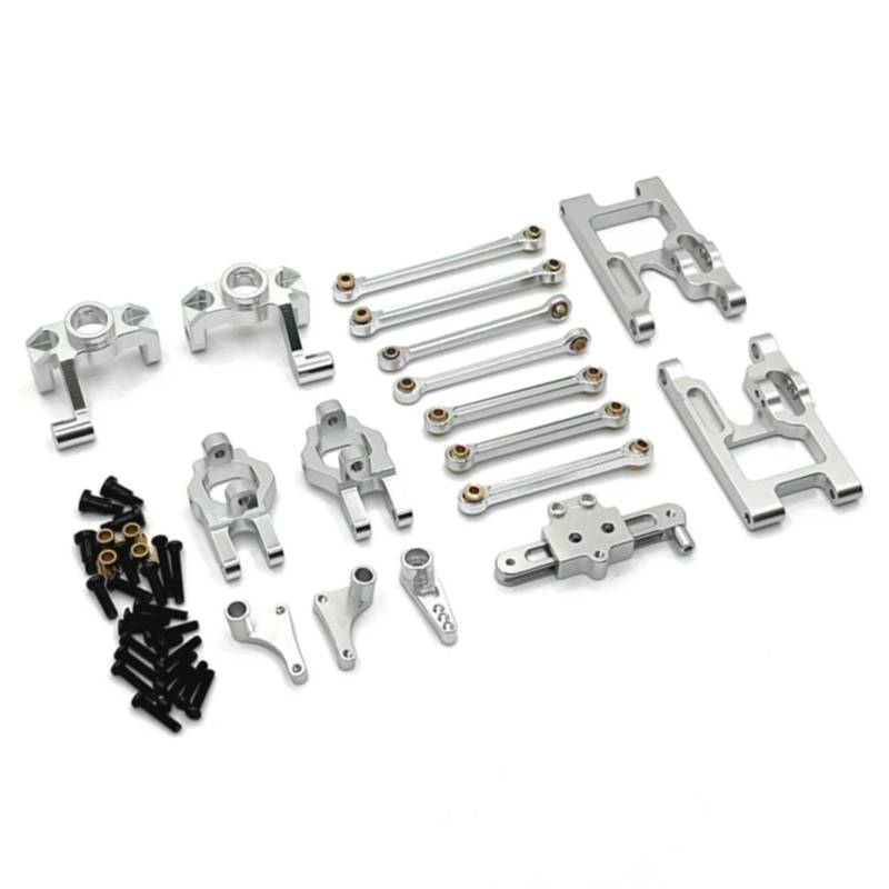 PLOQAZEH Für Wltoys 124006 12423 12427 12428 12429 1/12 Metall Lenkung Tasse Lenkung Montage Link Stange Upgrade Teile Kit RC Auto Zubehör RC Autoteile(Silver) von PLOQAZEH