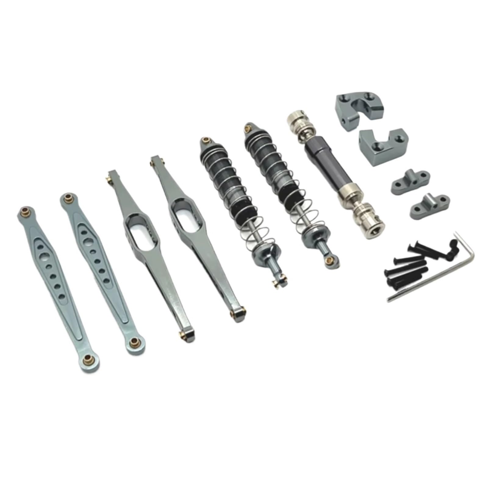 PLOQAZEH Für Wltoys 124006 12423 12427 12428 12429 1/12 Metall Upgrade Teile Kit Antriebswelle Stoßdämpfer Längslenker RC Auto Zubehör RC Autoteile(Gray) von PLOQAZEH