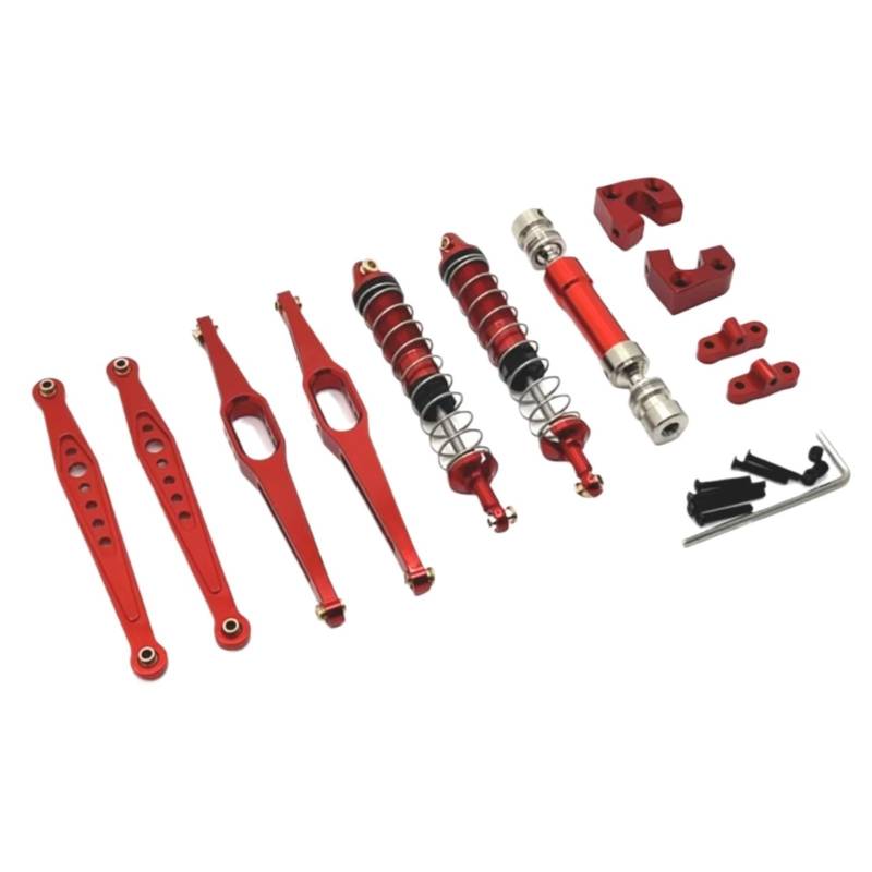 PLOQAZEH Für Wltoys 124006 12423 12427 12428 12429 1/12 Metall Upgrade Teile Kit Antriebswelle Stoßdämpfer Längslenker RC Auto Zubehör RC Autoteile(Red) von PLOQAZEH