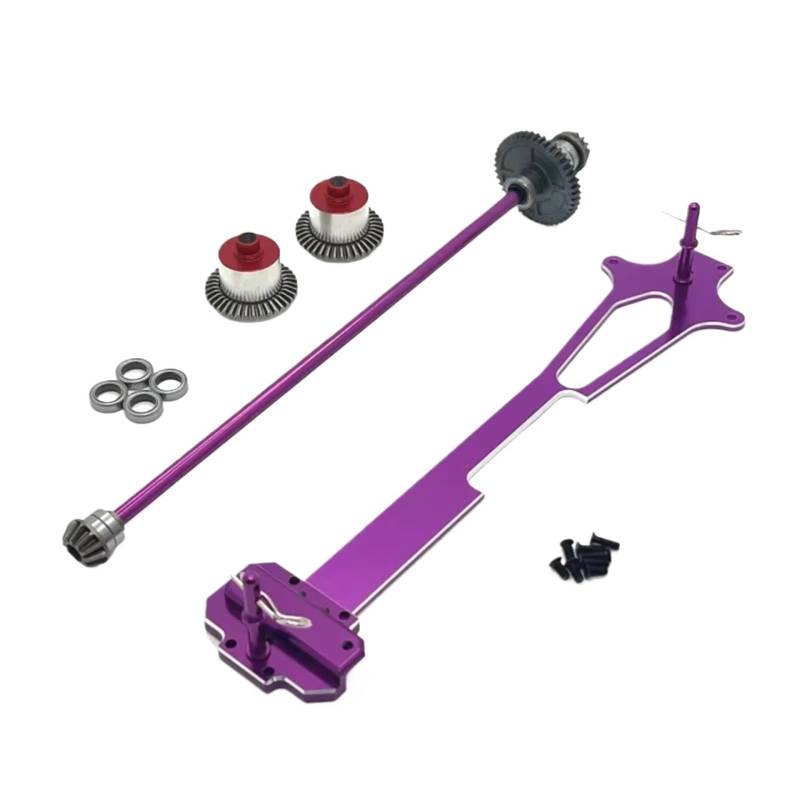 PLOQAZEH Für Wltoys 124016 124017 124018 124019 Für RIaarIo 1/12 Metall Zweite Boden Bord Differential Zentrale Antriebswelle RC Auto Upgrade Teile RC Autoteile(Purple) von PLOQAZEH