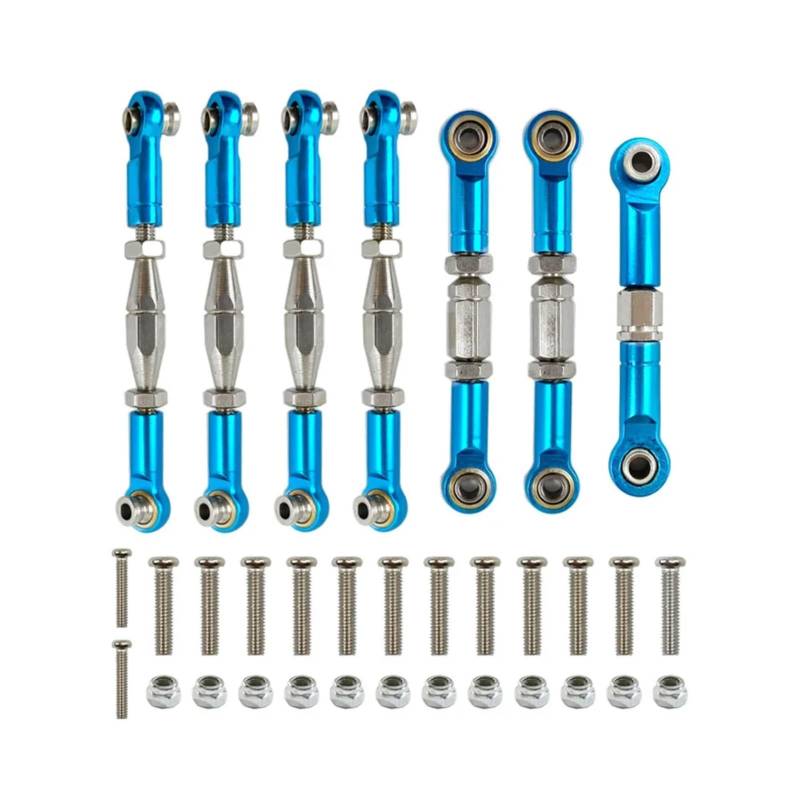 PLOQAZEH Für Wltoys 144001 144002 144010 124016 124017 124018 124019 RC Auto Metall Vorne Hinten Spurstange Gestänge Servo Link Stange Set Upgrade Teile RC Autoteile(Blue) von PLOQAZEH