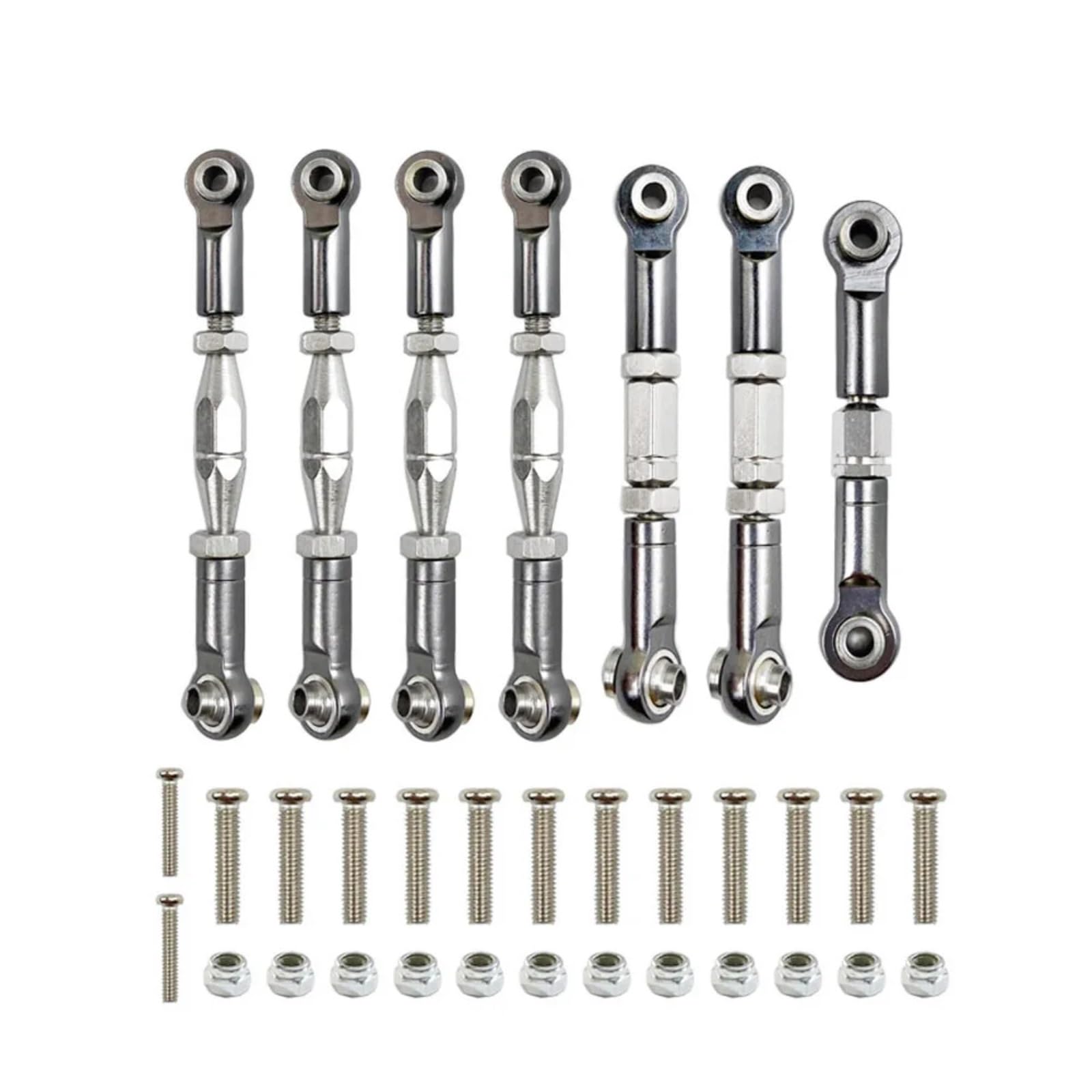 PLOQAZEH Für Wltoys 144001 144002 144010 124016 124017 124018 124019 RC Auto Metall Vorne Hinten Spurstange Gestänge Servo Link Stange Set Upgrade Teile RC Autoteile(Grey) von PLOQAZEH