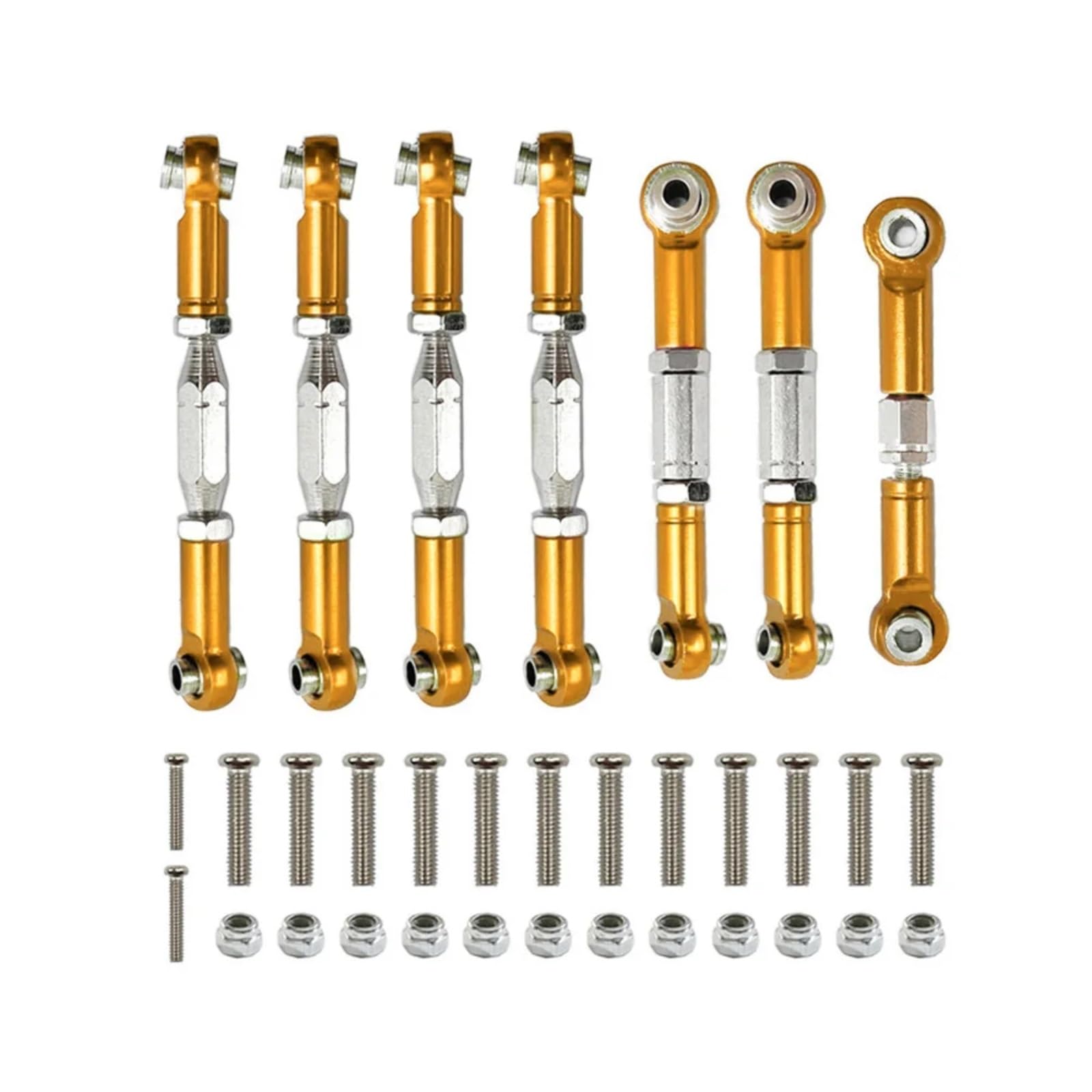 PLOQAZEH Für Wltoys 144001 144002 144010 124016 124017 124018 124019 RC Auto Metall Vorne Hinten Spurstange Gestänge Servo Link Stange Set Upgrade Teile RC Autoteile(Yellow) von PLOQAZEH