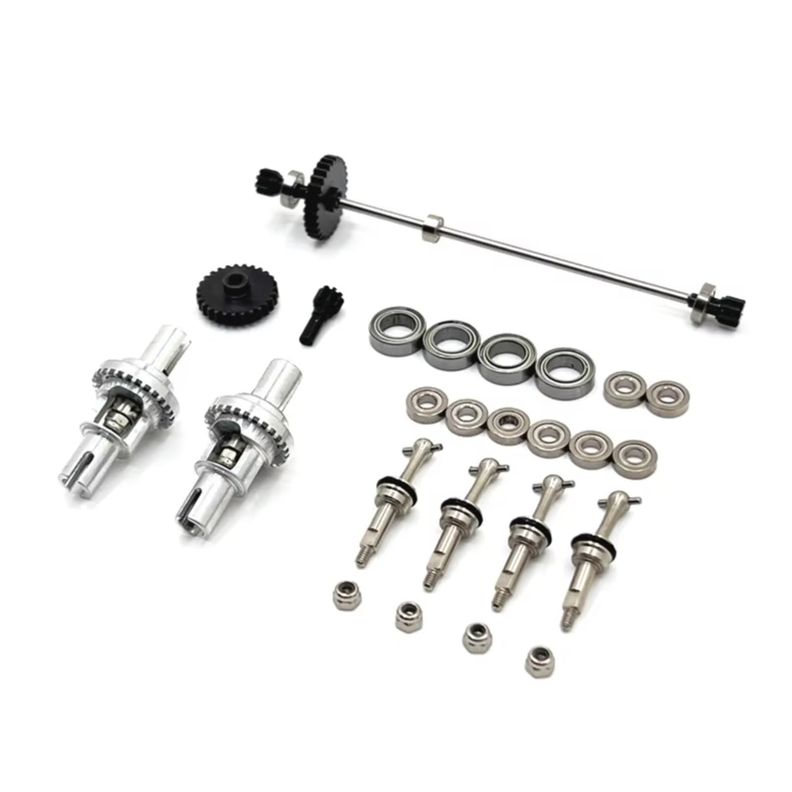 PLOQAZEH Für Wltoys 284131 284010 K969 K979 K989 K999 P929 1/28 Metall Antriebswelle Antriebsrad Differential Lager Set RC Auto Upgrades Teile RC Autoteile(Silver) von PLOQAZEH