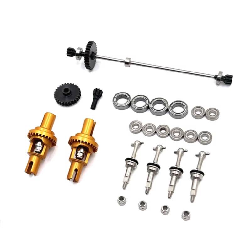 PLOQAZEH Für Wltoys 284131 284010 K969 K979 K989 K999 P929 1/28 Metall Antriebswelle Antriebsrad Differential Lager Set RC Auto Upgrades Teile RC Autoteile(Yellow) von PLOQAZEH