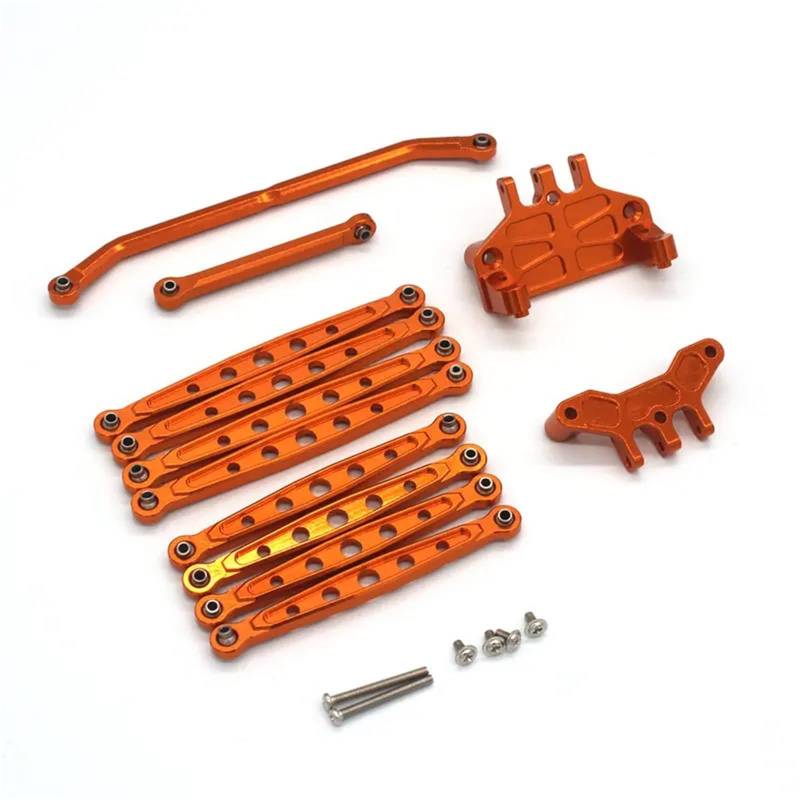 PLOQAZEH Für Wltoys Für MN 128 Zubehör Für MN86S Für Mn128 RC Lenkstange, Stange Für Sitz Und 8 Spurstangen-Set RC Autoteile(Orange) von PLOQAZEH