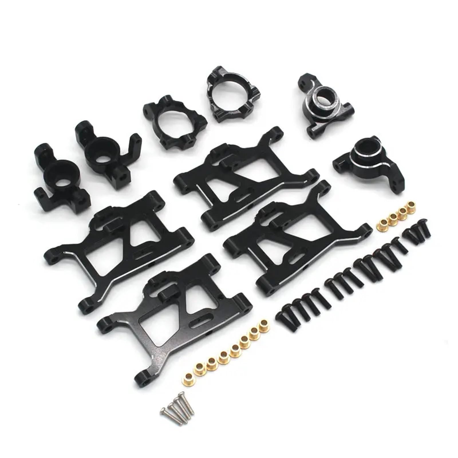 PLOQAZEH Für Wltoys Rlaarlo Für Gladiator 1/14 Für ZD Für Racing MT16 RC Fernbedienung Auto Metall Teile Für Schwinge Lenkung Cup 5-teiliges Set RC Autoteile(Black) von PLOQAZEH