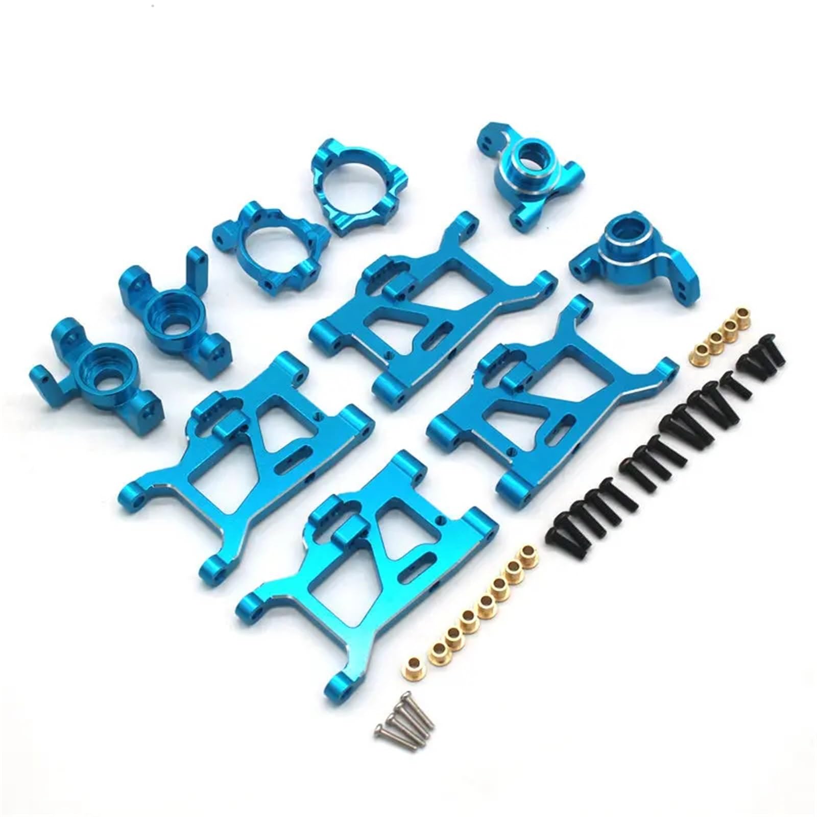 PLOQAZEH Für Wltoys Rlaarlo Für Gladiator 1/14 Für ZD Für Racing MT16 RC Fernbedienung Auto Metall Teile Für Schwinge Lenkung Cup 5-teiliges Set RC Autoteile(Blue) von PLOQAZEH