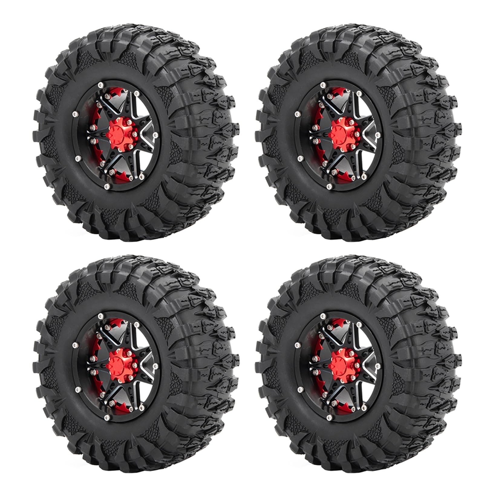 PLOQAZEH RC Autoteile Für Axial Für Wraith Für TRX4 1/10 Metall 2,2 Zoll Beadlock-Felgen 120 Mm Außendurchmesser Gummireifen Ersatz RC Crawler Modell Autoteile Modifikation(Set 4) von PLOQAZEH