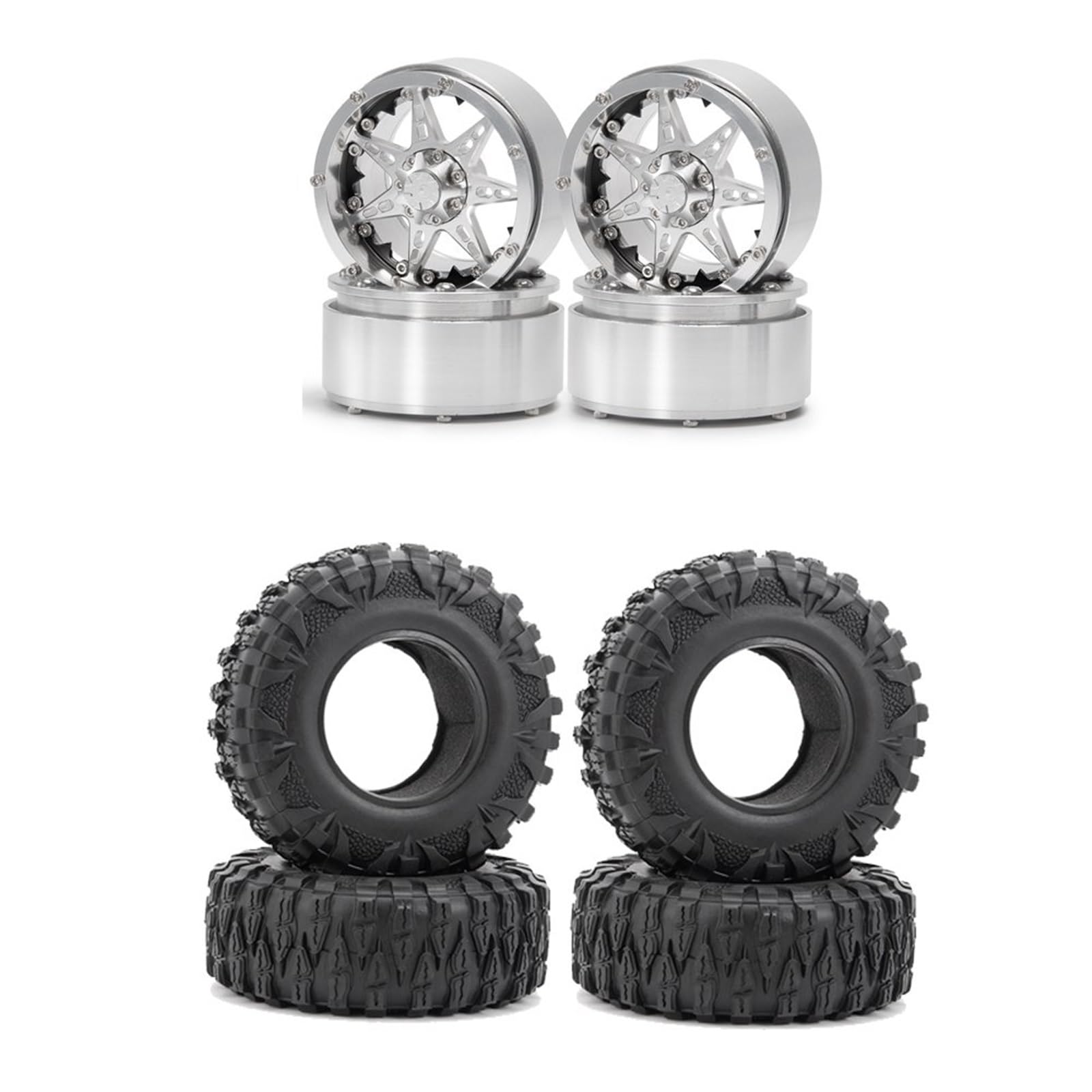 PLOQAZEH RC Autoteile Für Axial Für Wraith Für TRX4 1/10 Metall 2,2 Zoll Beadlock-Felgen 120 Mm Außendurchmesser Gummireifen Ersatz RC Crawler Modell Autoteile Modifikation(Set 5) von PLOQAZEH