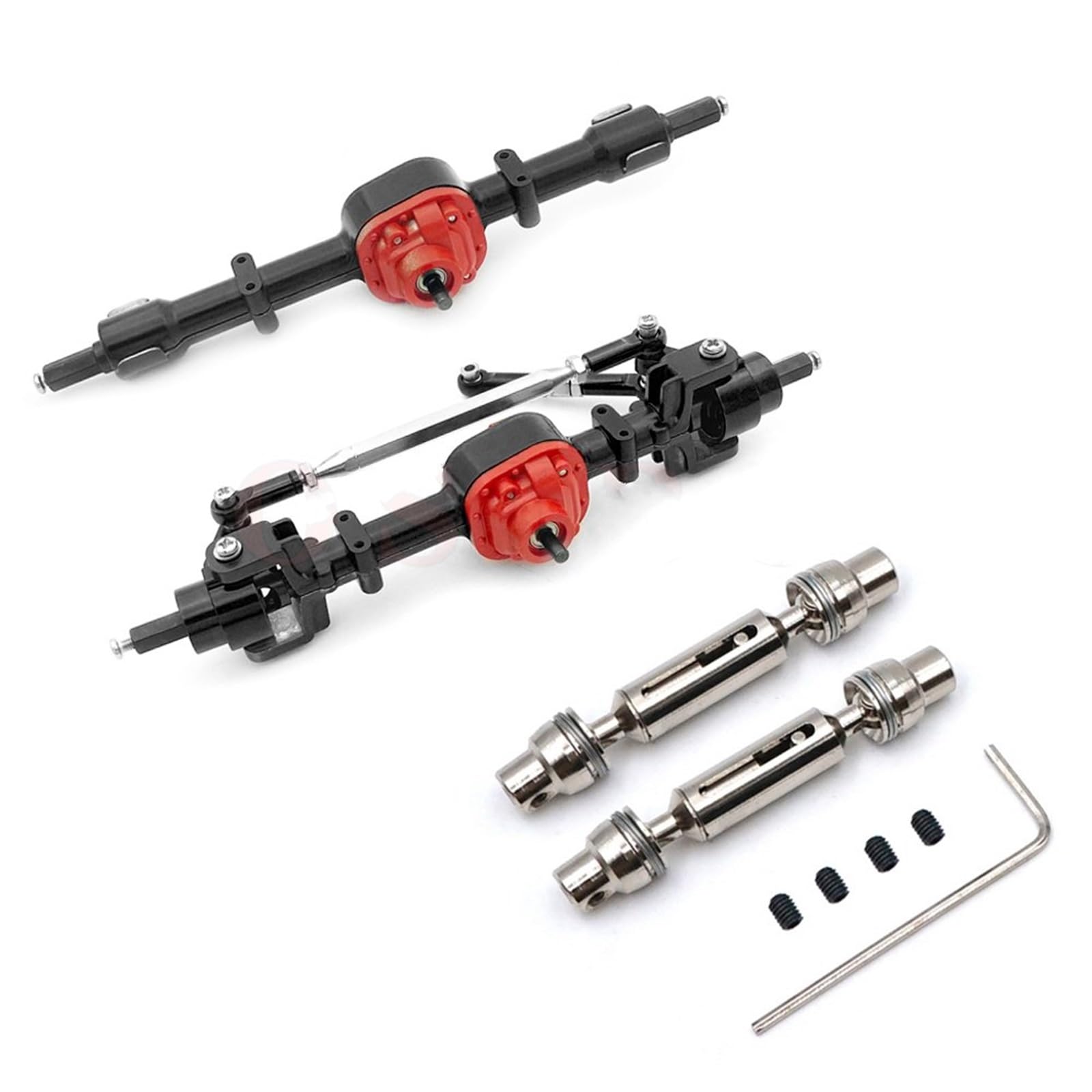 PLOQAZEH RC Autoteile Für MN D91 D90 D96 99S Für MN99S MN90 MN96 MN99 FJ45 1/12 RC Auto Upgrade Teile RC Auto Metall Getriebe Vorne Hinten Brücke Achse Set Antriebswelle Zubehör(Multi-Colored) von PLOQAZEH