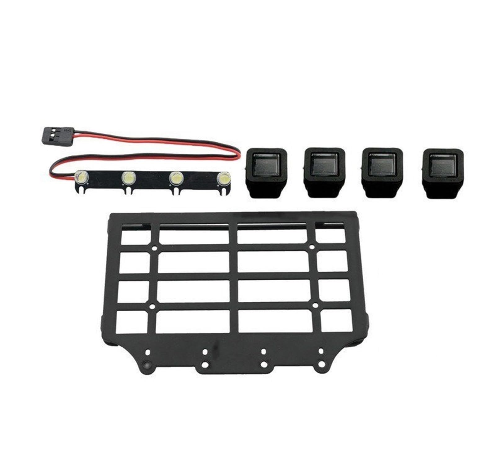 PLOQAZEH RC Autoteile Für MN82 LC79 Metall Gepäckträger Dachträger Mit Licht Dekorationsset 1/12 Ersatz RC Auto Upgrade Teile Zubehör(Square lamp Style) von PLOQAZEH