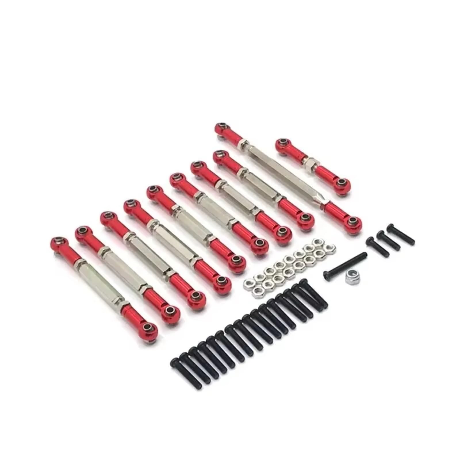 PLOQAZEH RC Car Upgrade Zubehör Für WPL C14 C24 1/12 1/16 Spurstange Lenkung Metallgestänge Für Combo Kit RC Auto Upgrade Zubehör(Red) von PLOQAZEH