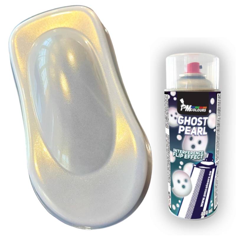 PMColours Irisierender Flip-Flop Ghost-Effekt Perlmutt MultiColor Farbe, Sprühdose 400 ml (gold Golden Spark) von PMColours