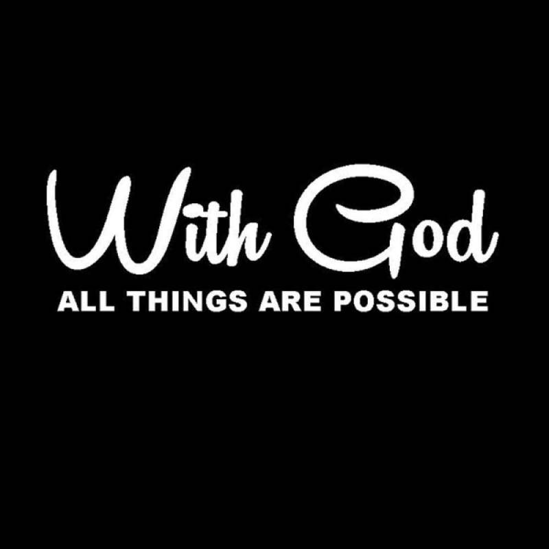 PMSMT 2 x Auto-Aufkleber "With God All things are possible", klassischer christlicher Auto-Stil, Vinyl-Aufkleber, Schwarz/Silber, Auto-Aufkleber, 17,8 x 5,8 cm Sprechen. von PMSMT