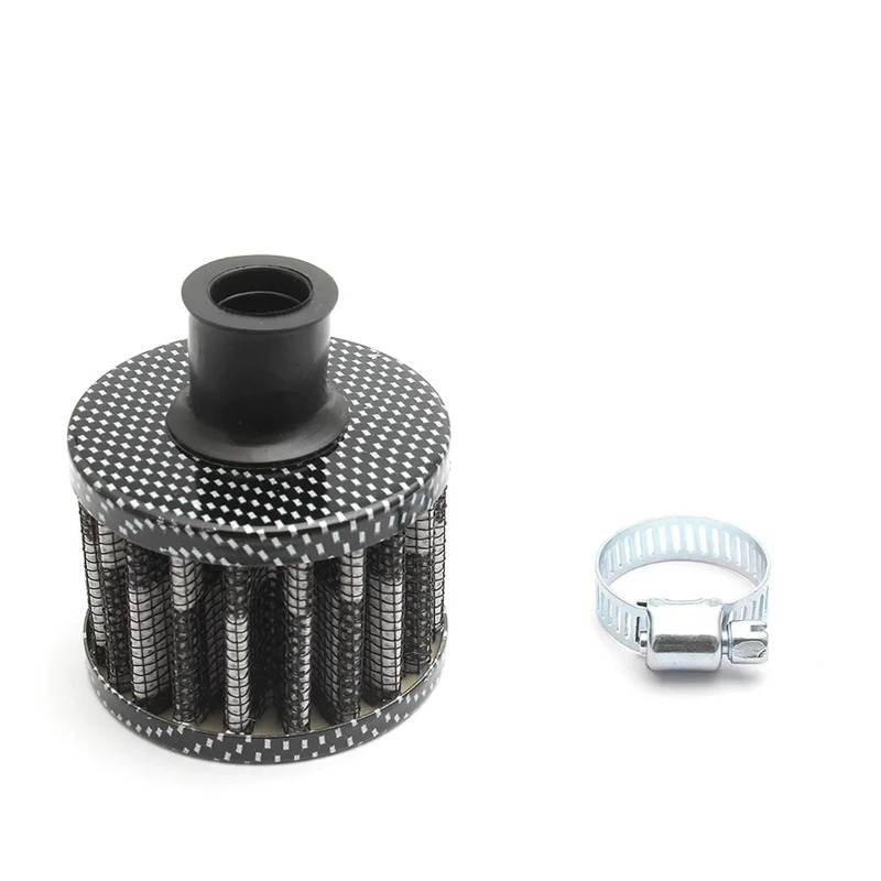 PNBVW 12 mm Luftfilter Motorrad Mini Filter Entlüftung High Flow Lufteinlass Turbo Kurbelgehäuseentlüftungsabdeckung Leistungsfilter for Auto Moto (Material: Metall + Stoff)(ALL Carbon) von PNBVW