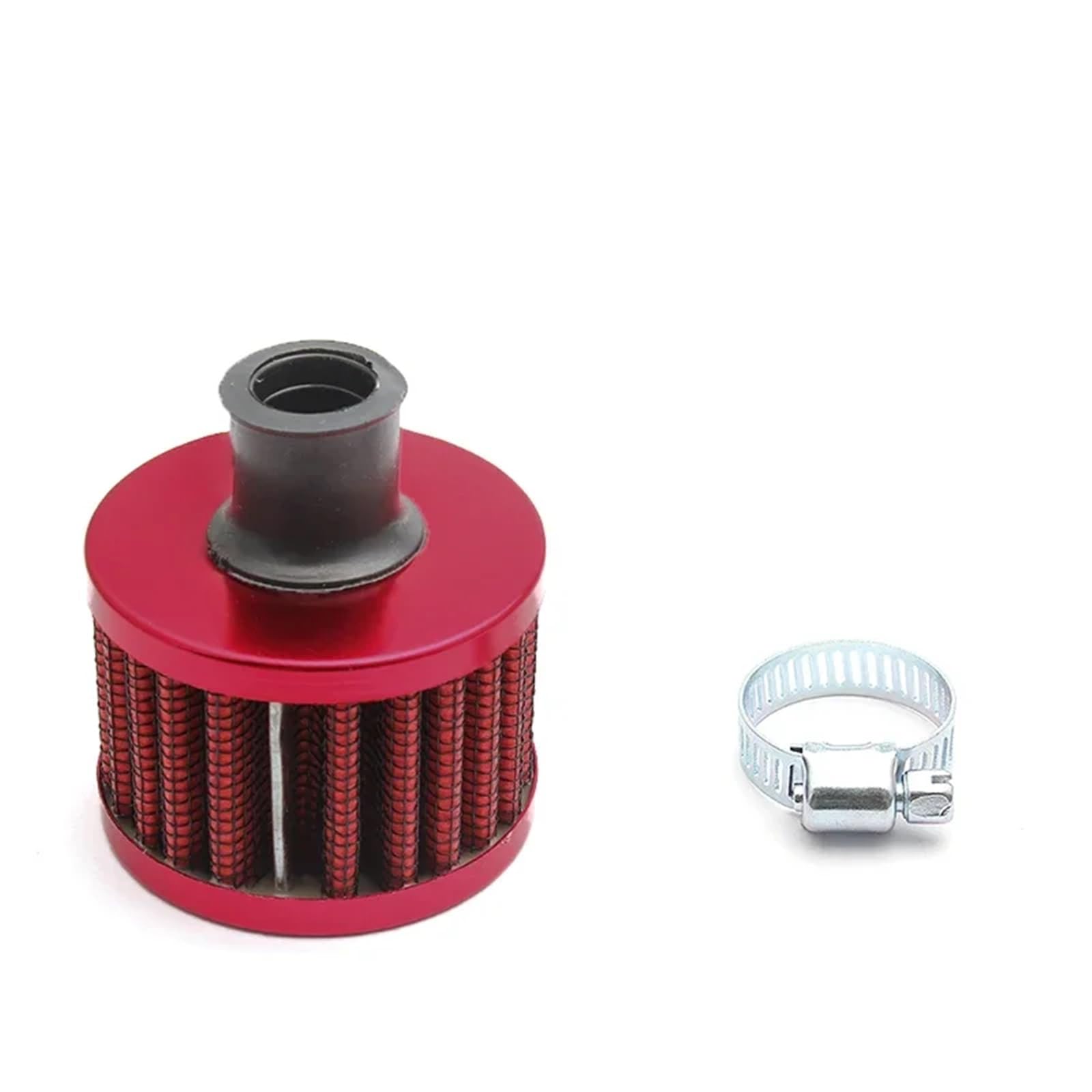 PNBVW 12 mm Luftfilter Motorrad Mini Filter Entlüftung High Flow Lufteinlass Turbo Kurbelgehäuseentlüftungsabdeckung Leistungsfilter for Auto Moto (Material: Metall + Stoff)(ALL Red) von PNBVW