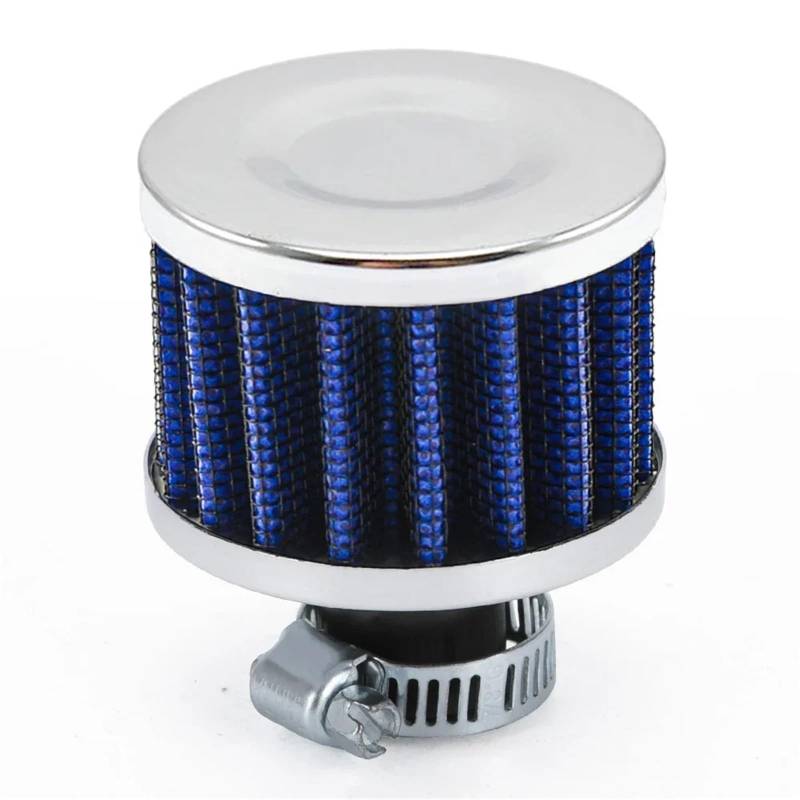 PNBVW 12 mm Luftfilter Motorrad Mini Filter Entlüftung High Flow Lufteinlass Turbo Kurbelgehäuseentlüftungsabdeckung Leistungsfilter for Auto Moto (Material: Metall + Stoff)(Blue) von PNBVW