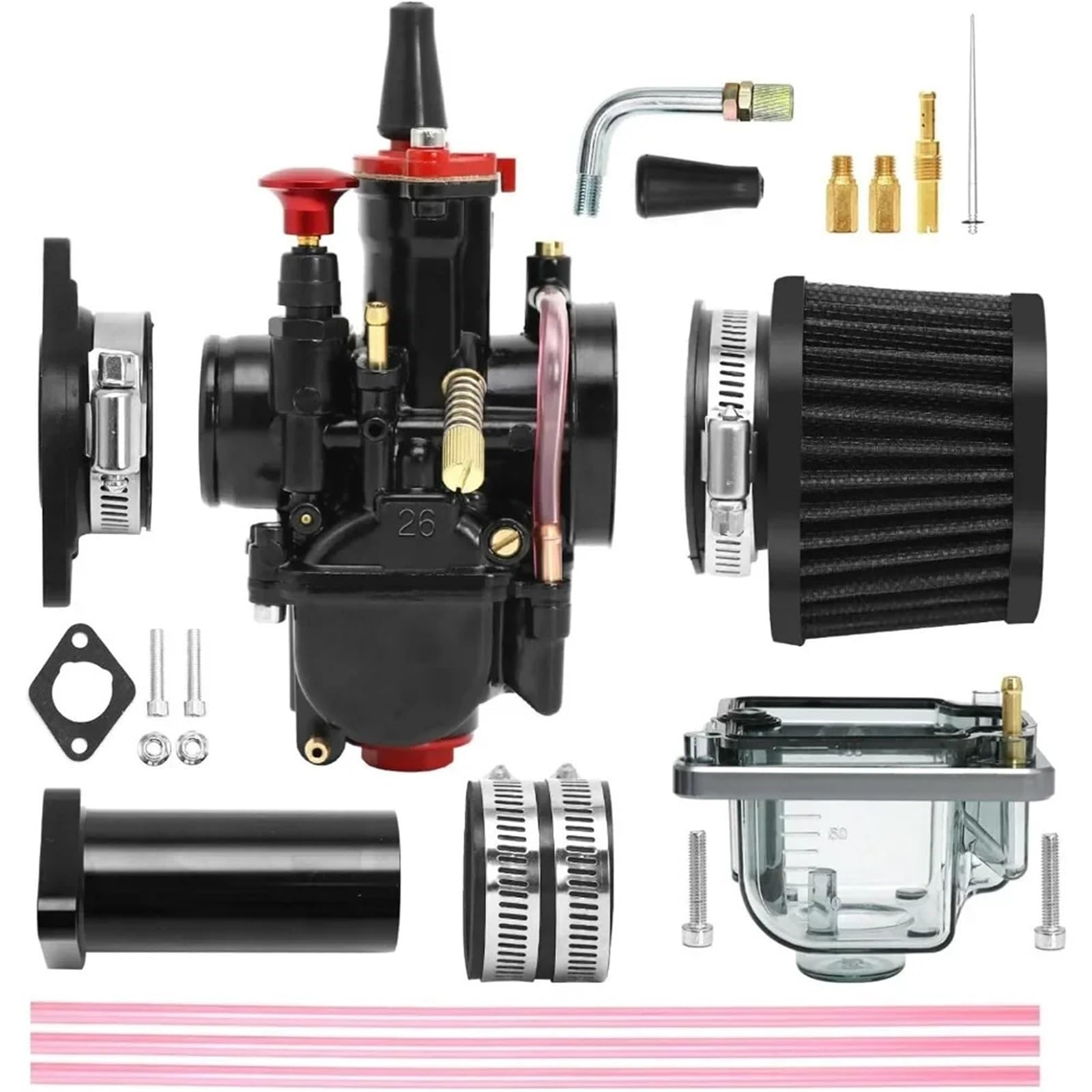 PNBVW 26mm Vergaser mit Luftfilter for Predator 212 GX160 GX200 BT200X CT200U Pit Dirt Bike Enduro Off-Road ATV Moto Vergaser(PWK 26mm Black Kit 2) von PNBVW