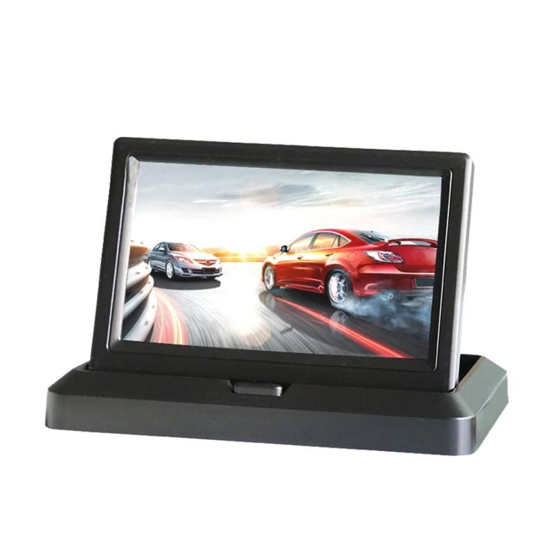 PNBVW 5 Zoll 800 * 480 TFT LCD Faltbarer Automonitor Rückwärtsparken und 12 LED Nachtsicht-Rückfahrkamera(Car Monitor) von PNBVW