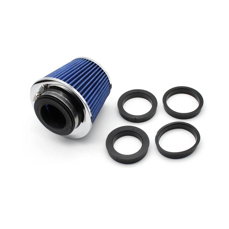 PNBVW Auto High Flow Luftfilter Kaltlufteinlassfilter mit 90 80 76 70 63 mm Adaptern Universal for Sport-Rennwagenmotoren(Blue) von PNBVW