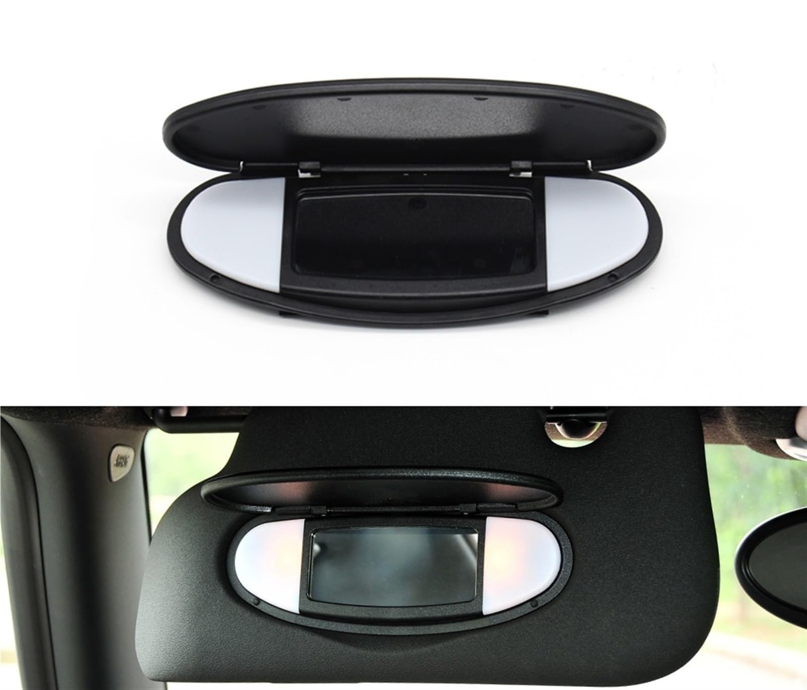 PNBVW Auto-Sonnenblende, Sonnenschutz, Make-up-Kosmetikspiegel-Abdeckung for B//M//WM//I//N//IC//oope//r S One JCW R55 R56 2006–2013 51167361833(Black) von PNBVW